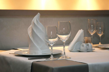  table setting in restaurant close up