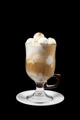 dairy ice cream in Cup on black background