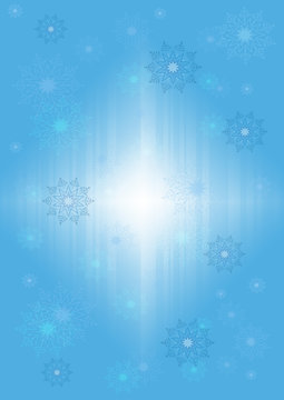 lue with illuminated stripes background and snowflakes