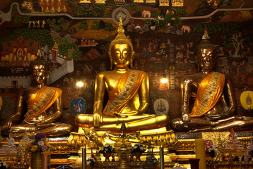 Golden Buddha in Wat Phanan Choeng,Ayutthaya,Thailand.