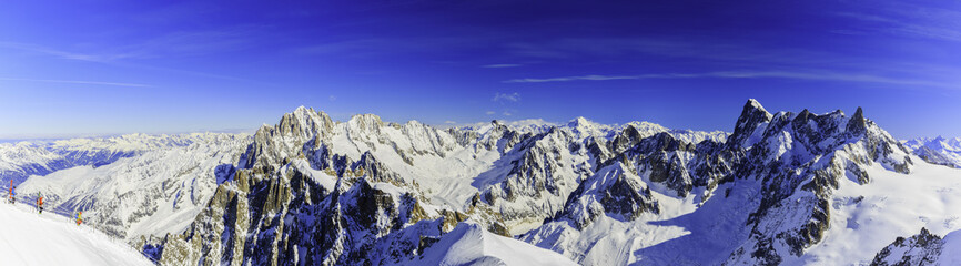 Mont Blanc and Chamonix, view from Aiguille du Midi