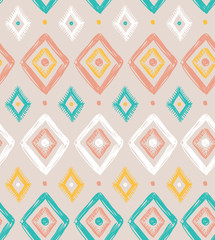 Vector tribal seamless pattern with rhombuses. Geometric background