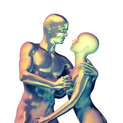 Rendered illustration of couple in love