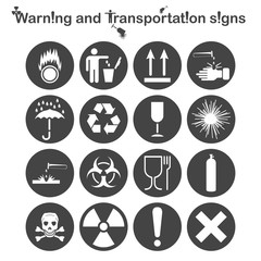 Warning and Transportation icons set