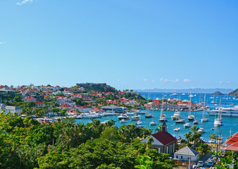 Fototapeta na wymiar Caribbean port of Gustavia, St Barth island