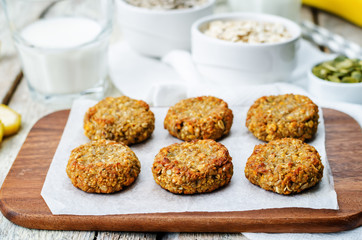 oats pumpkin and sunflower seeds banana cookies. gluten-free