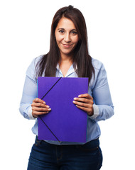 happy young-woman with files