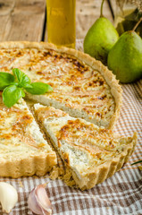 French quiche stuffed cheese and pears