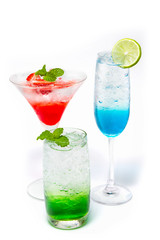 Italian Soda drink isolate on white , Drink Soda various fruits