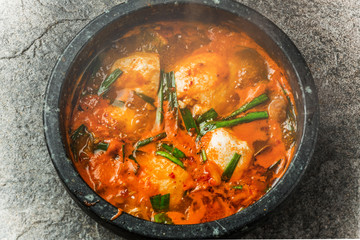 スンドゥブ 豆腐チゲ 韓国のグルメkimchi sundubu-jjigae Korean food