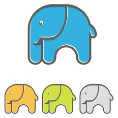 Vector cute cartoon elephant logo. Mother and baby elephants logotype