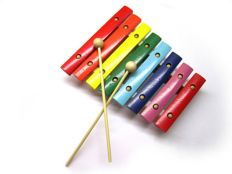 Colorful wood xylophone on white background