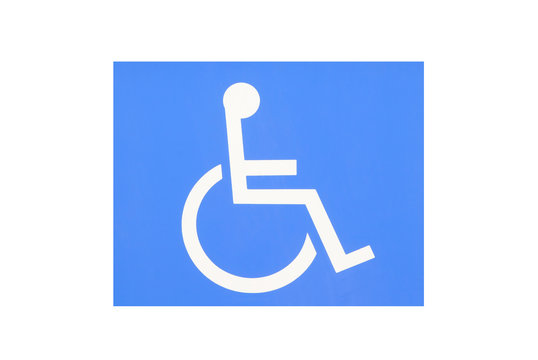 Blue handicap parking or wheelchair parking space sign..