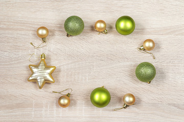 Christmas decoration on wooden background