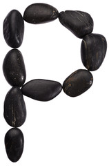 Alphabet from stones. Letter P