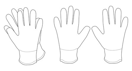 Pair of white working gloves. Contour