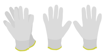 Pair of white working gloves. No outline