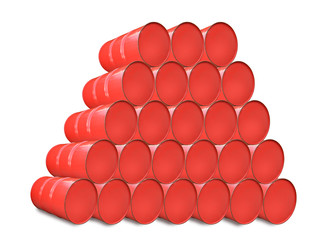 Red metal barrel isolated on white.