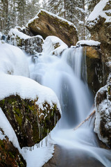 cold water of north river, russian nature, waterfall