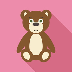 Teddy Bear in Flat Style with Long Shadows