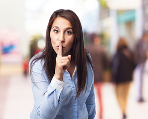 Obraz premium woman silence gesture