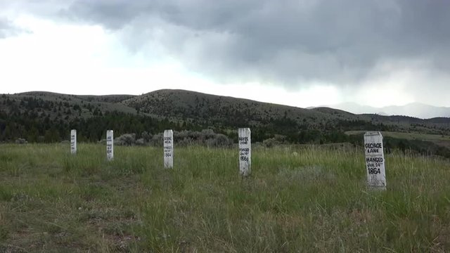 Virginia City Montana Boot Hill cemetery hanged headstones 4K