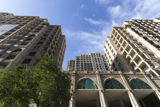 View of the architecture and buildings in Baku, in Azerbaijan.
