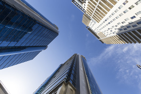 View of the architecture and buildings in Baku, in Azerbaijan. V