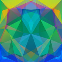 abstract background consisting of green, yellow, blue triangles