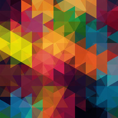 abstract background consisting of red, orange, blue, yellow triangles