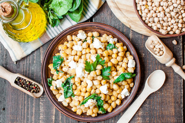 chickpeas with spinach and feta