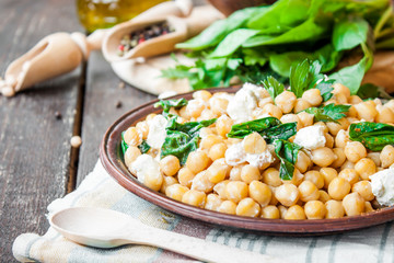chickpeas with spinach and feta