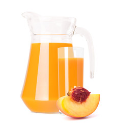 Peach fruit juice in glass jug