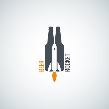 beer bottle logo rocket concept background