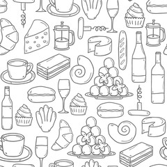 Seamless french food background