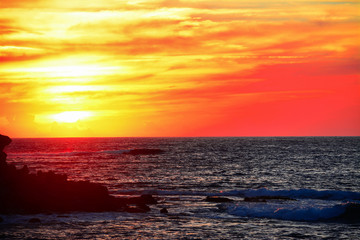 colorful sky over the horizon at dusk
