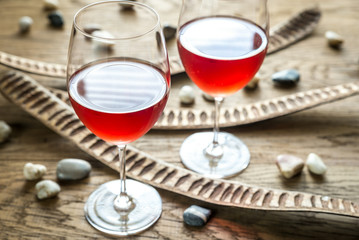 Glasses of rose wine