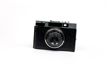 Retro photo camera on a white background