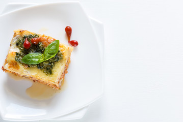 Lasagna with pesto