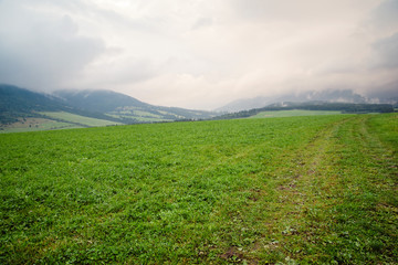 sunset over the road to Tatra mountains
