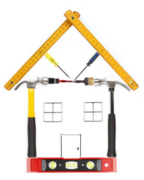 House shape made from work tools
