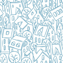 Fototapeta premium City seamless pattern with roofs