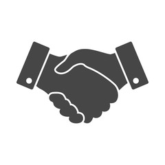 black Handshake vector icon. design for business and finance con