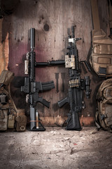 assault rifle and machine gun