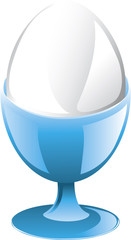 Illustration of a poached egg in a dish.