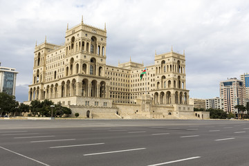 Fototapeta na wymiar The Government house of Azerbaijan in Baku, Azerbaijan.