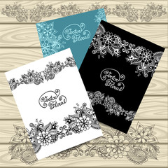 Set templates of  frames with doodle floral elements