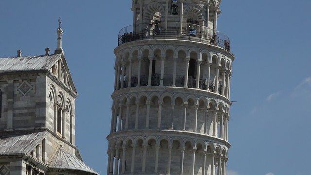 Pisa Italy top of Leaning Tower tilt down 4K 035