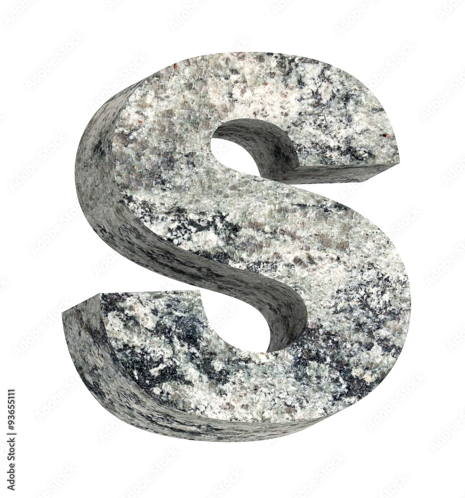Fototapete one letter from granite alphabet set isolated over white. computer generated 3d photo rendering.