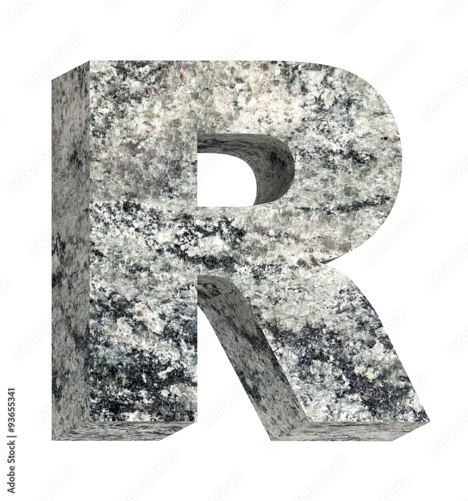 Fototapete one letter from granite alphabet set isolated over white. computer generated 3d photo rendering.